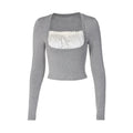 LaPose Fashion - Yocelin Crop Top - Asymmetric Tops, Basic Tops, Crop Tops, Elegant Tops, Long Sleeve Tops, Tops, Winter Edit