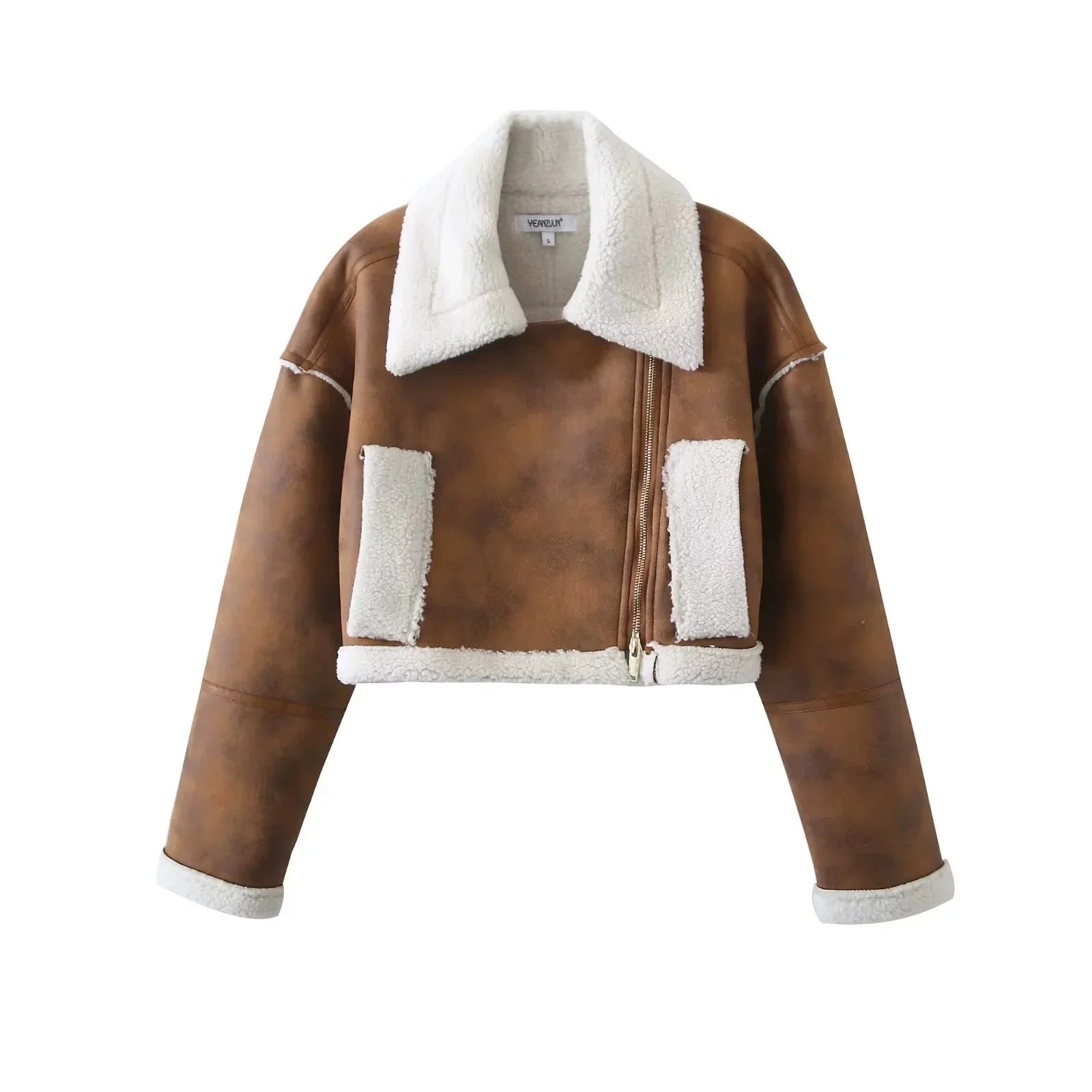 LaPose Fashion - Zaida Loose Crop Jacket - Coats, Coats & Jackets, Crop Jackets, Fall-Winter 23, Jackets, Leather Jackets, Oversize Jacket, Puf