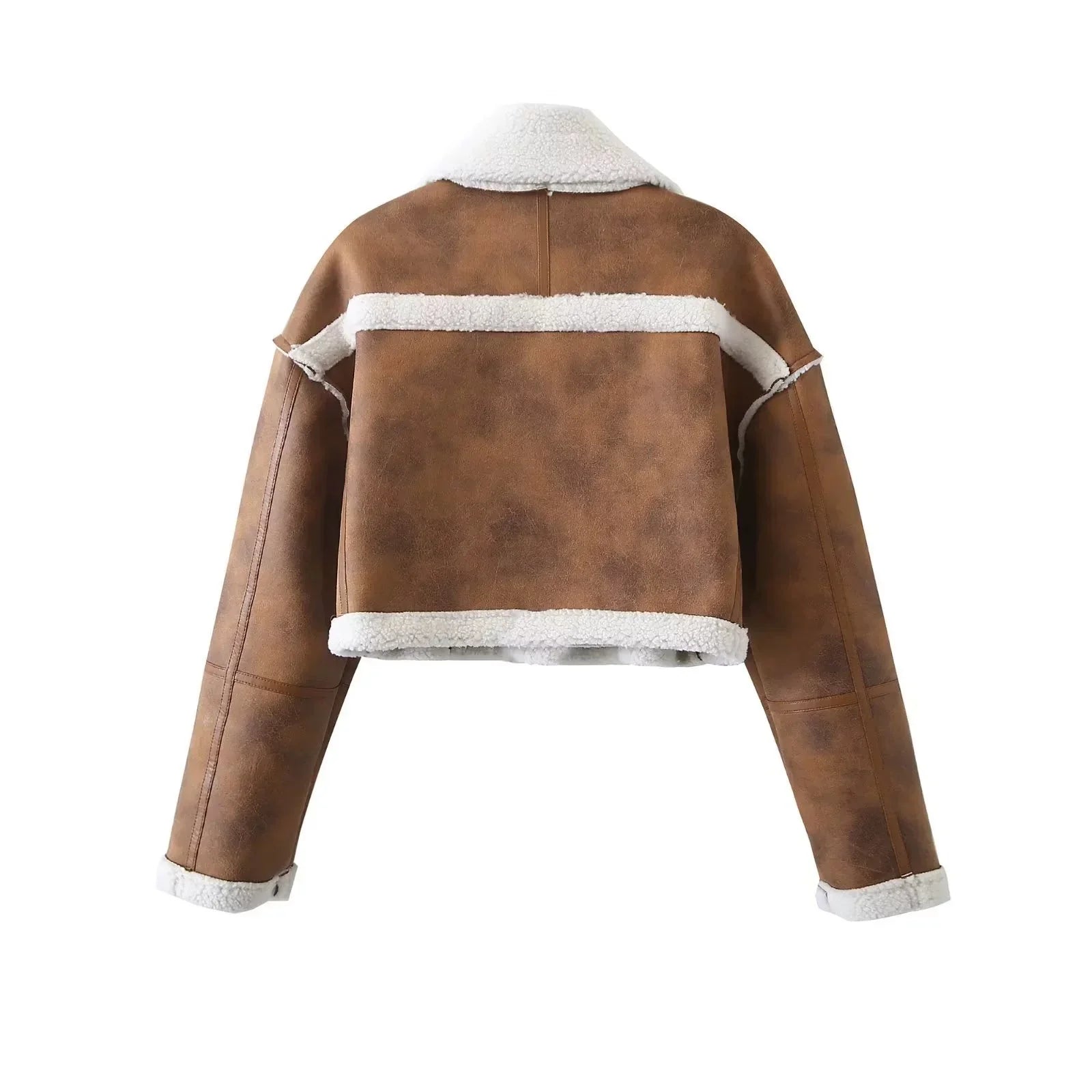 LaPose Fashion - Zaida Loose Crop Jacket - Coats, Coats & Jackets, Crop Jackets, Fall-Winter 23, Jackets, Leather Jackets, Oversize Jacket, Puf