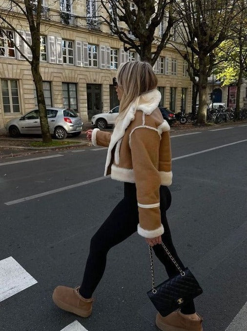 LaPose Fashion - Zaida Loose Crop Jacket - Coats, Coats & Jackets, Crop Jackets, Fall-Winter 23, Jackets, Leather Jackets, Oversize Jacket, Puf