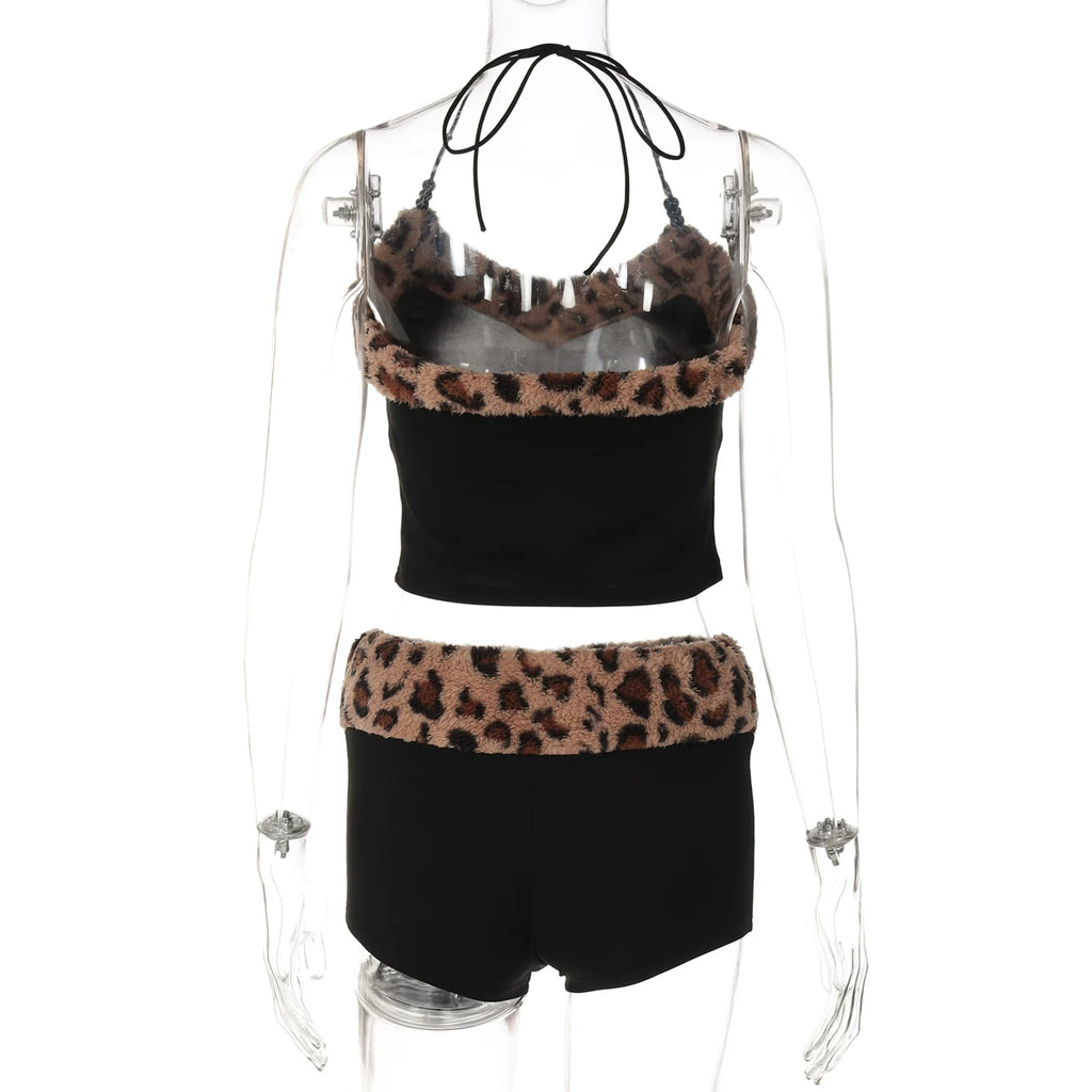 Christian Leopard Plush Shorts Set