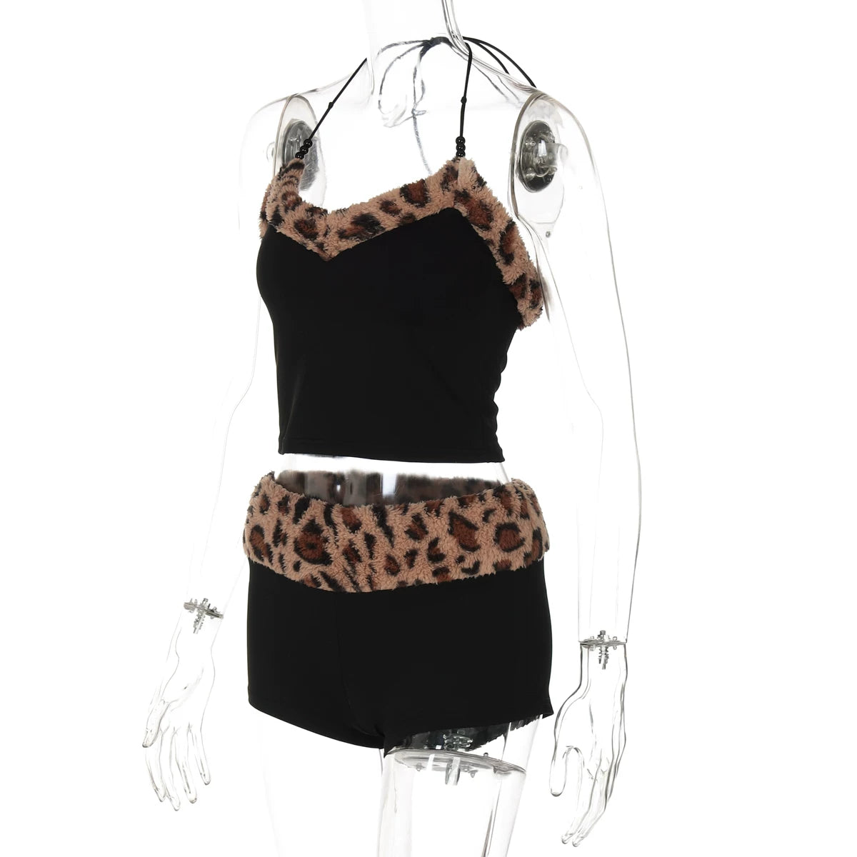 Christian Leopard Plush Shorts Set