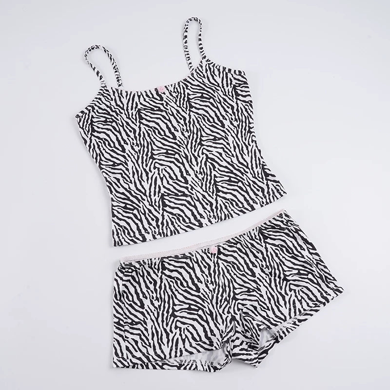 Danica Zebra Print Shorts Set