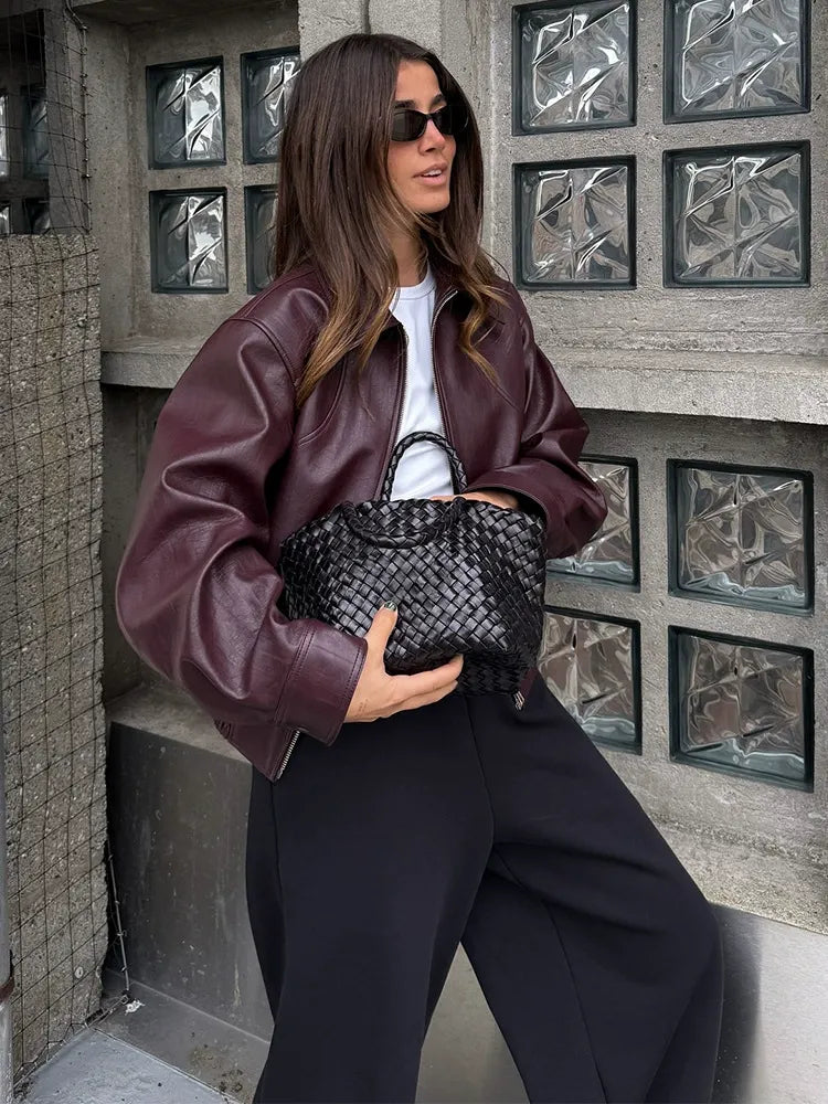 Muriel Faux Leather Zip-Up Jacket