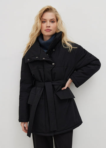 Collette Belted Stand Collar Coat