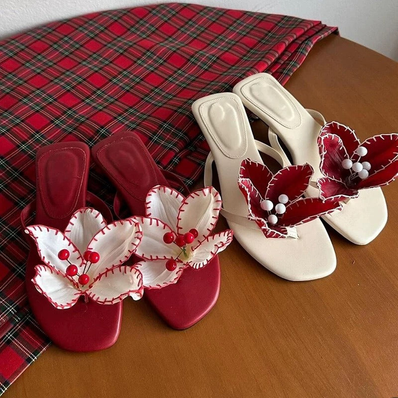 Emori Floral Kitten Heel Sandals