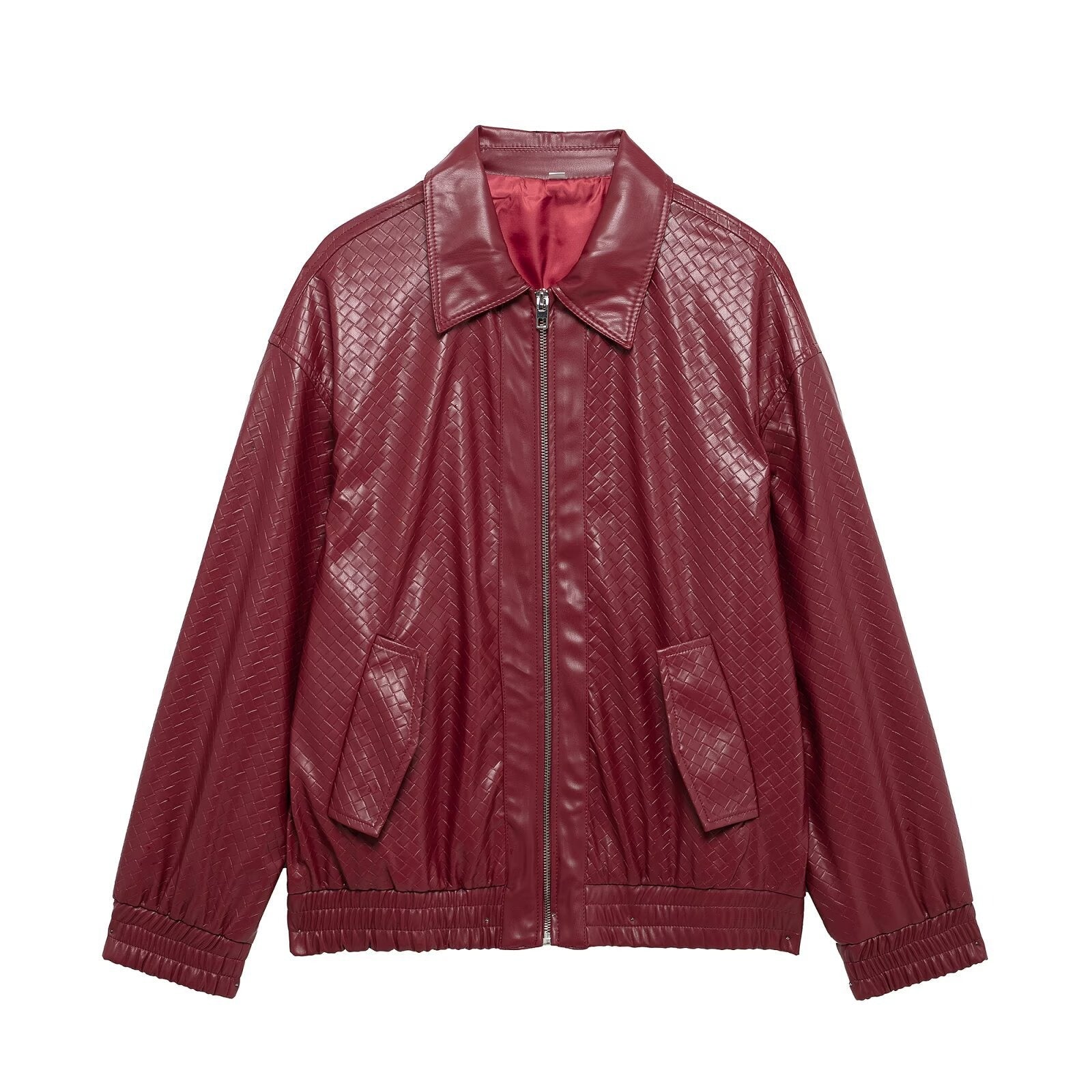 Catalyna Burgundy Faux Leather Jacket