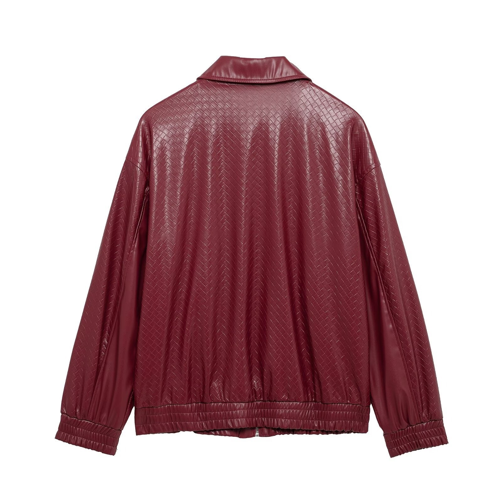 Catalyna Burgundy Faux Leather Jacket