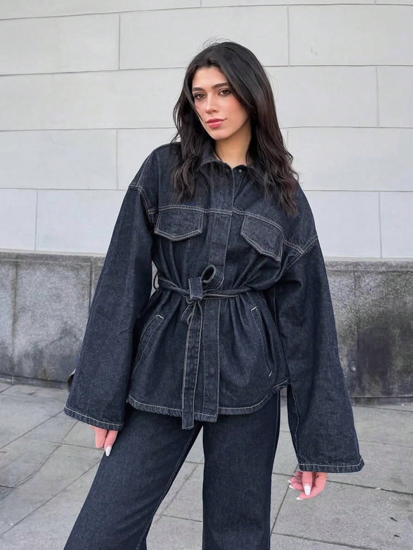 Lexie Belted Denim Jacket