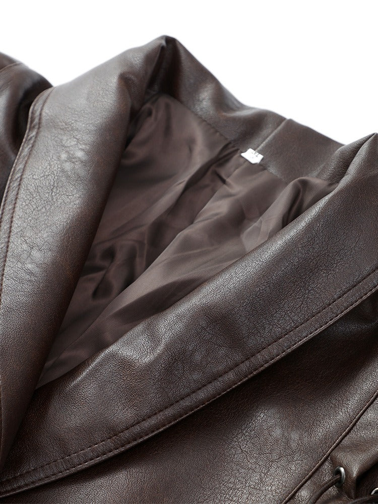 Mishika Crinkled Faux Leather Jacket