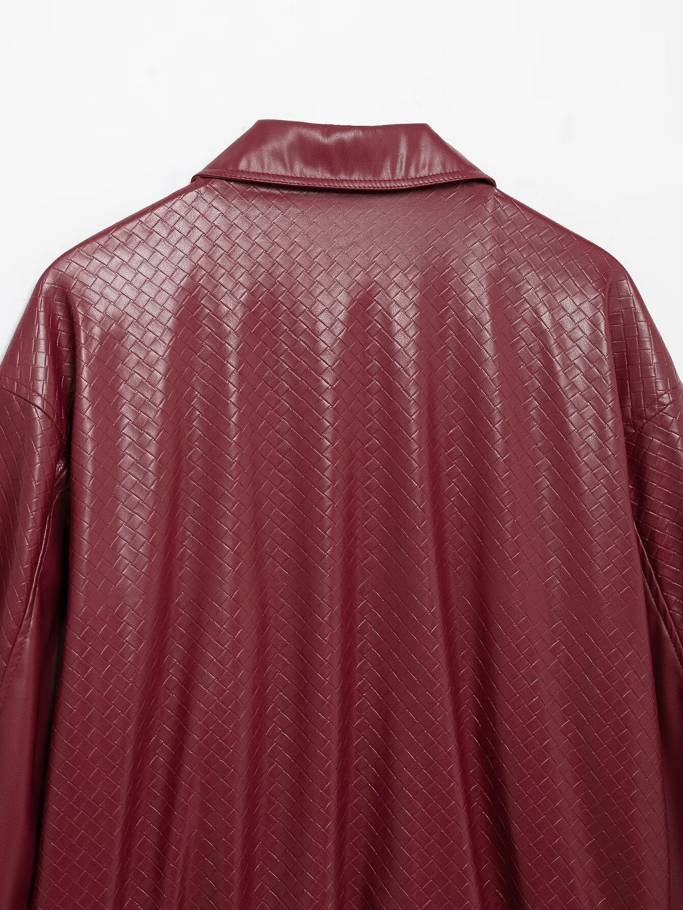 Catalyna Burgundy Faux Leather Jacket