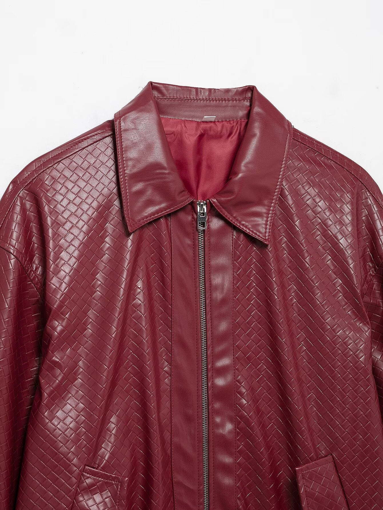 Catalyna Burgundy Faux Leather Jacket