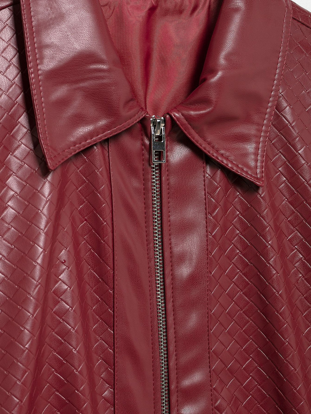 Catalyna Burgundy Faux Leather Jacket
