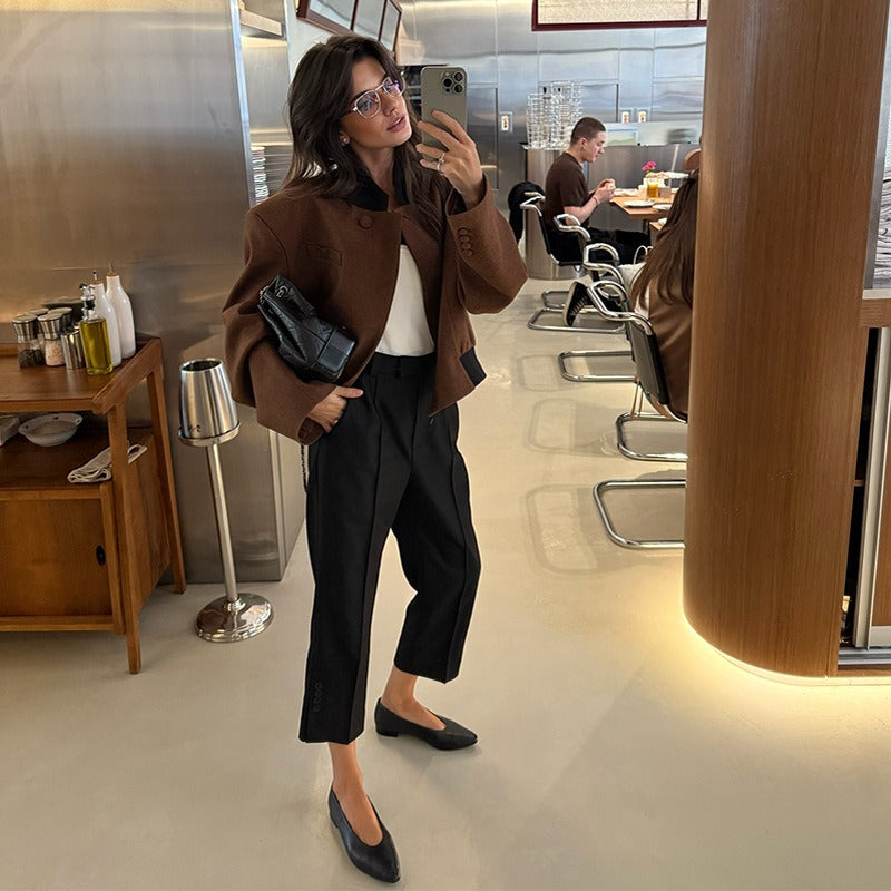 Isela Padded Shoulder Cropped Jacket