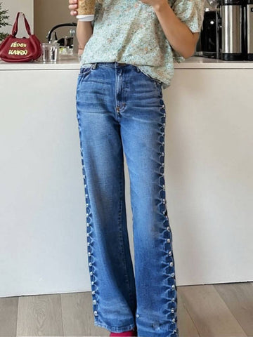 Mayleen Rivet Straight-Leg Jeans