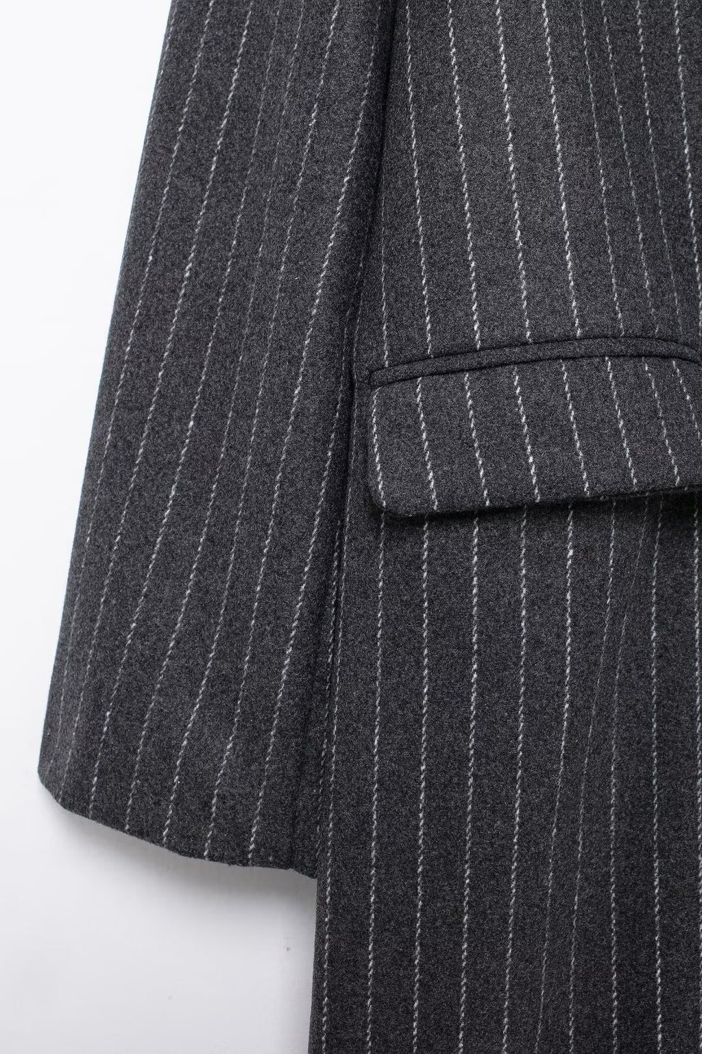 Kassidee Striped Lapel Long Coat