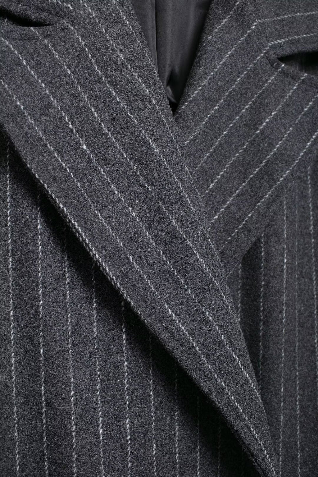 Kassidee Striped Lapel Long Coat
