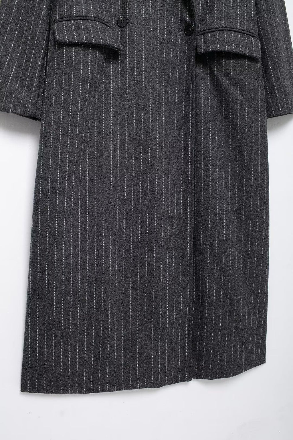Kassidee Striped Lapel Long Coat