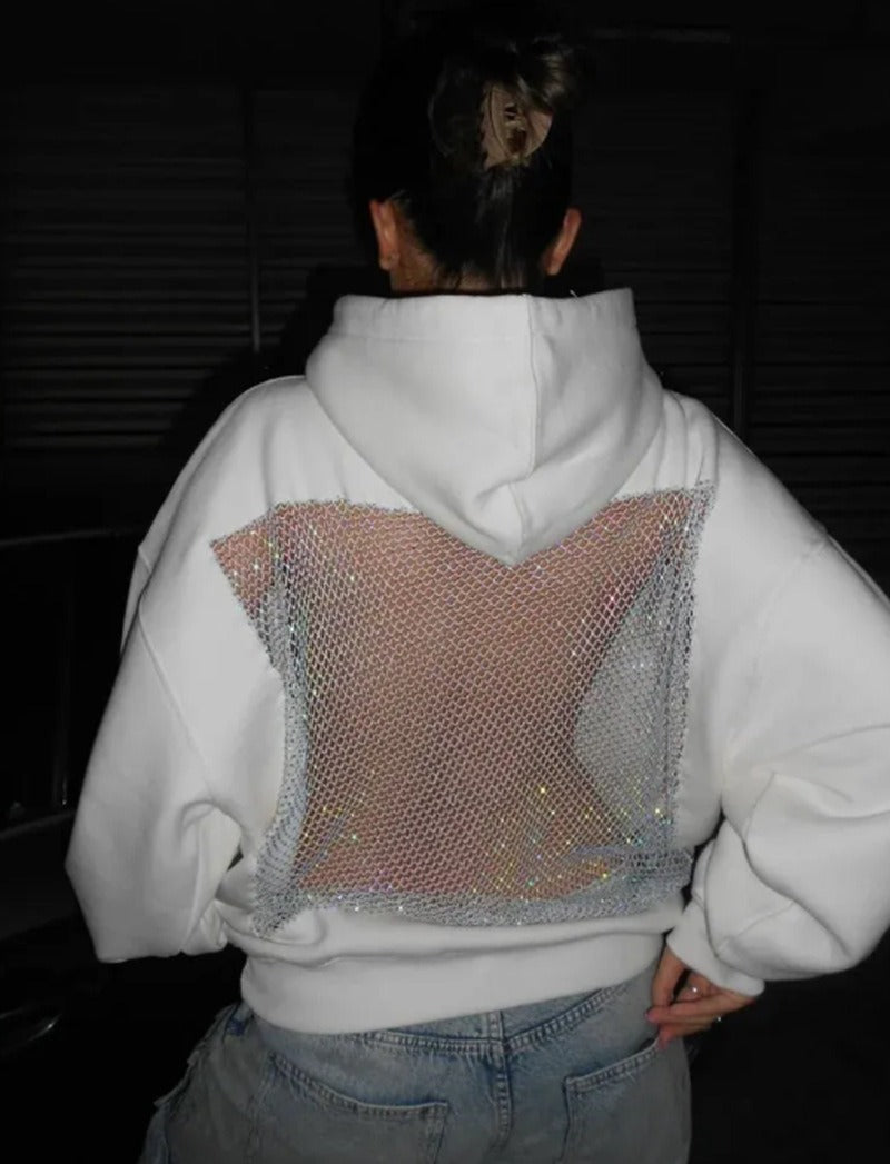 Aurora Rhinestone Backless Hoodie
