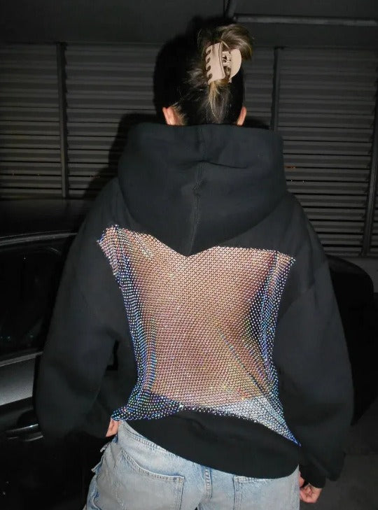 Aurora Rhinestone Backless Hoodie