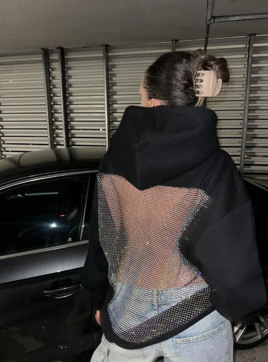 Aurora Rhinestone Backless Hoodie