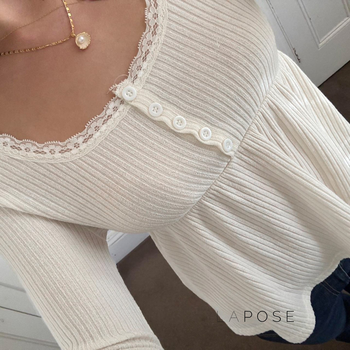 Aaleiya Lace Square Neck Top [1XFBG30J]