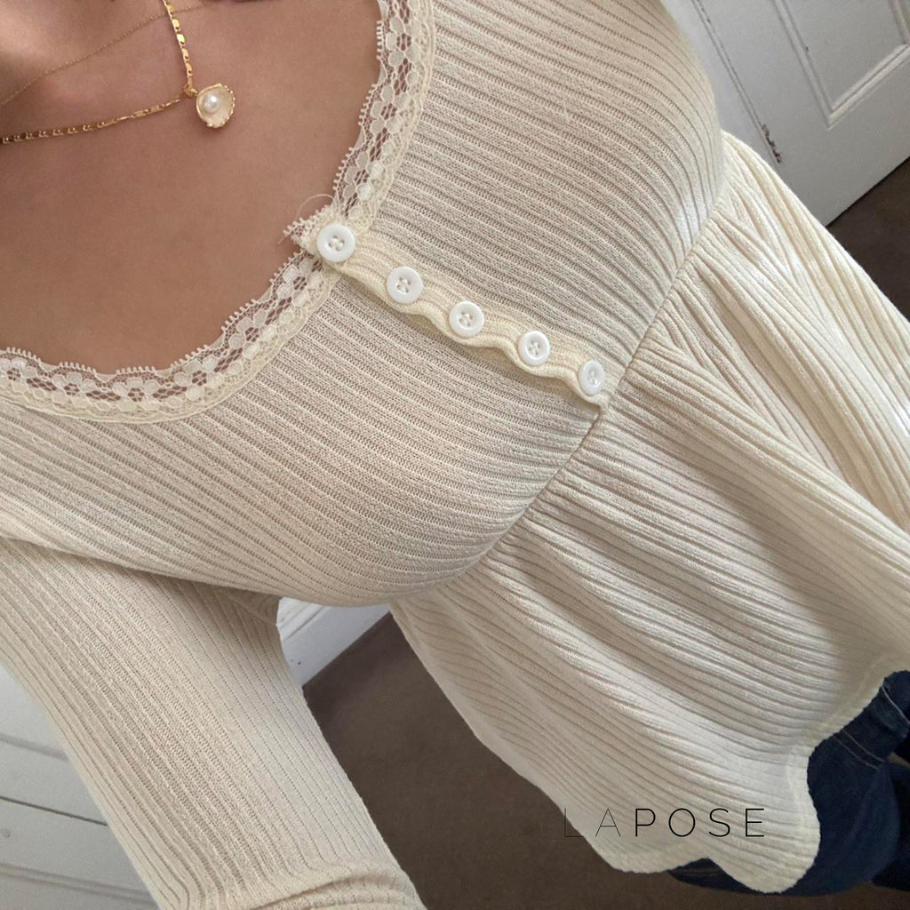 Aaleiya Lace Square Neck Top [PZGSLW0T]