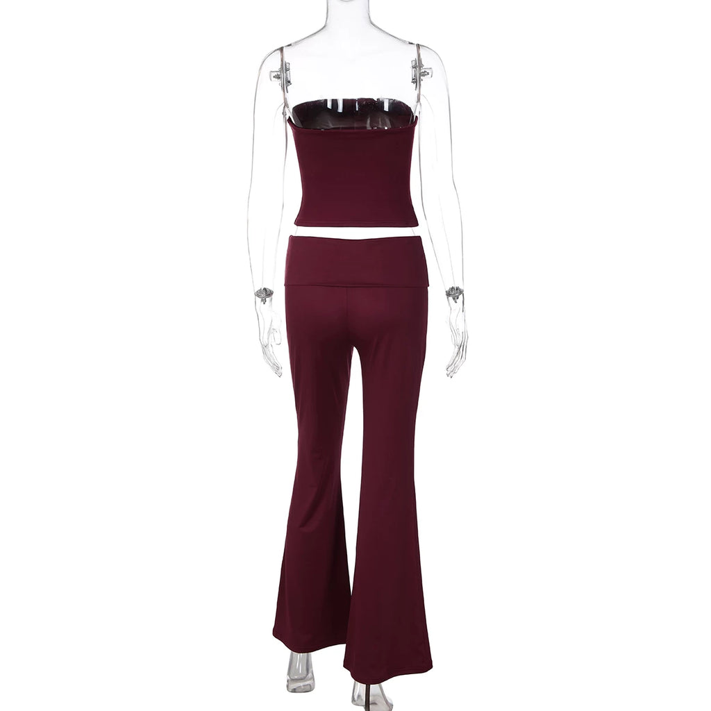 LaPose - Aaleiya Strapless Flare Pants Set