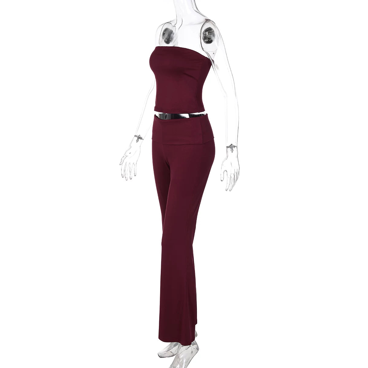 LaPose - Aaleiya Strapless Flare Pants Set