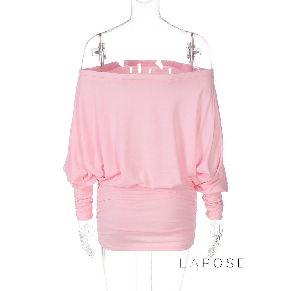 Aaliya Off Shoulder Ruched Mini Dress [Q1GM0V6Z]