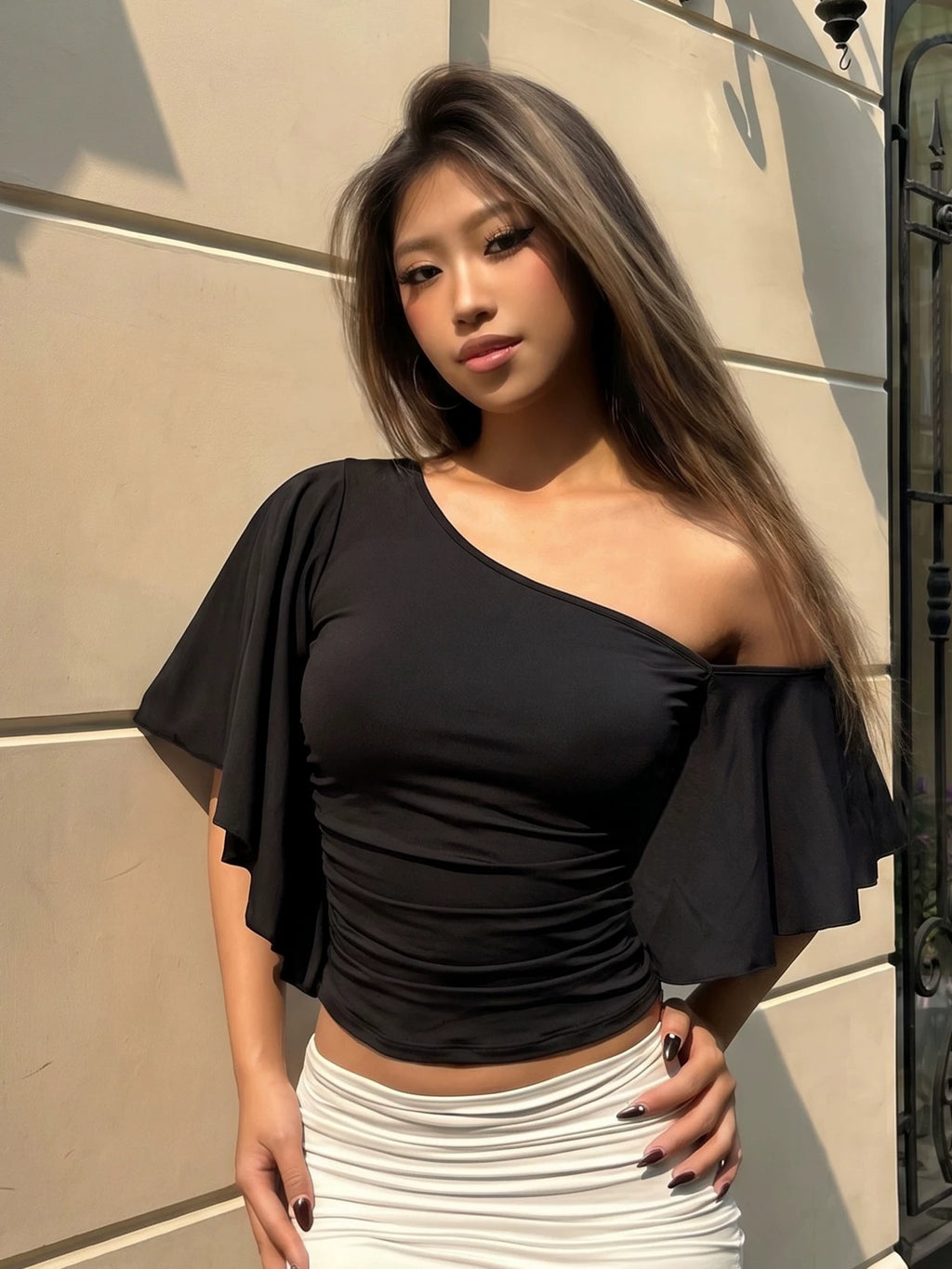 Aaliyah One Shoulder Ruched Top