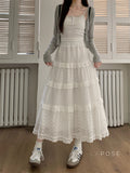 Aaralyn Tiered Lace Midi Skirt [N4A97LUB]