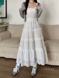 Aaralyn Tiered Lace Midi Skirt [K1D6U14S]