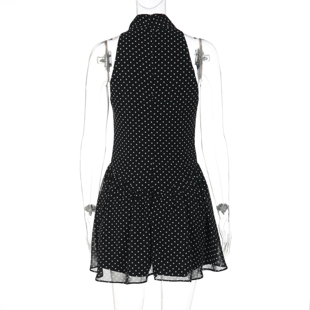 LaPose - Aaryn Polka Dot Halter Mini Dress