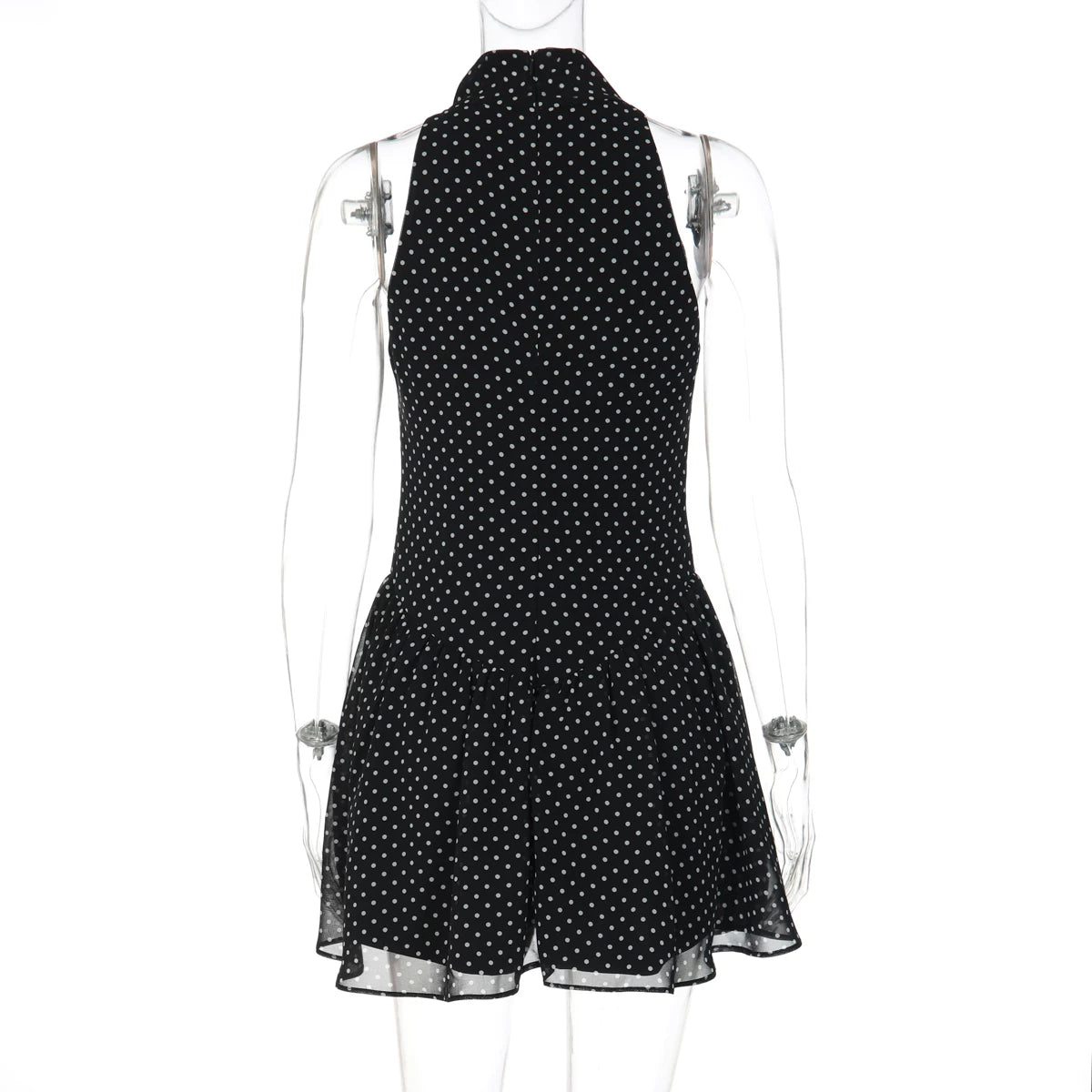 LaPose - Aaryn Polka Dot Halter Mini Dress