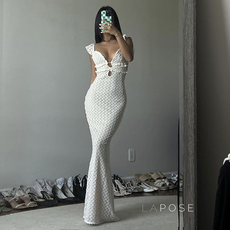 Abby Backless Lace-Up Maxi Dress [6GIITCK0]
