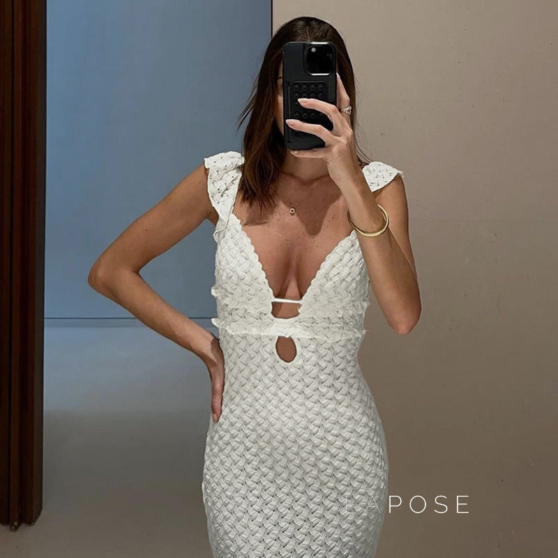 Abby Backless Lace-Up Maxi Dress [21PGXGEL]