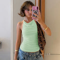 Abi Mesh Backless Halter Top [EC19VJMF]