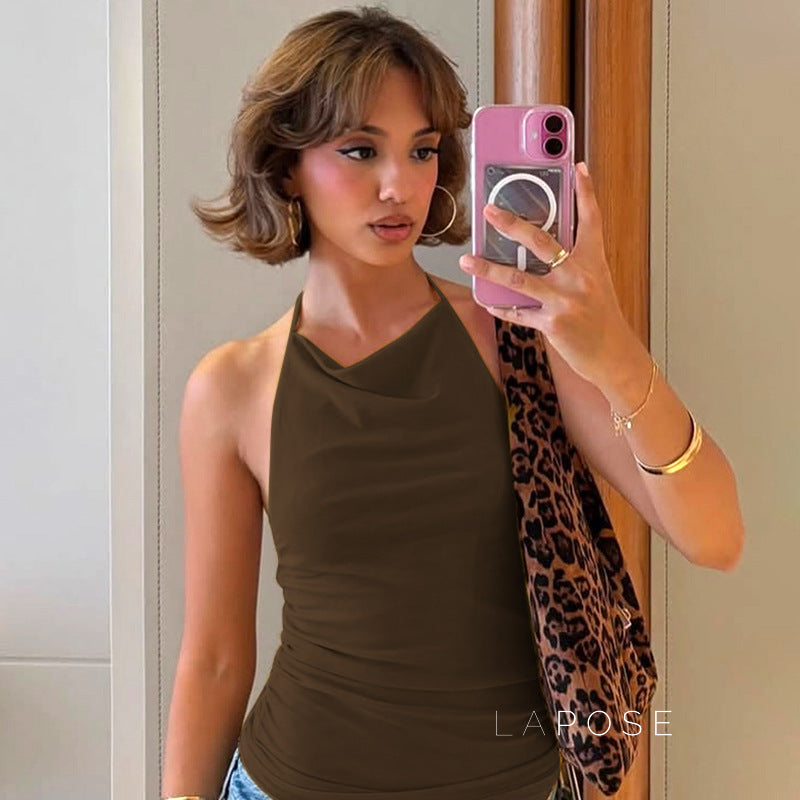 Abi Mesh Backless Halter Top [8S4PLR6D]