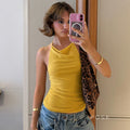 Abi Mesh Backless Halter Top [I83LYEIS]