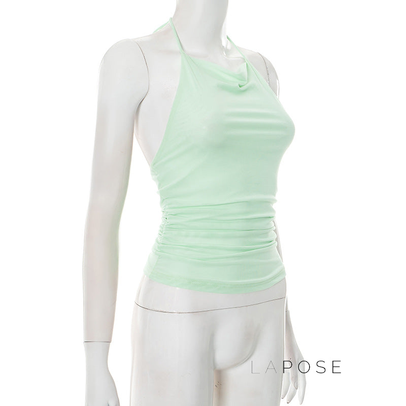 Abi Mesh Backless Halter Top [UB7BVLPL]