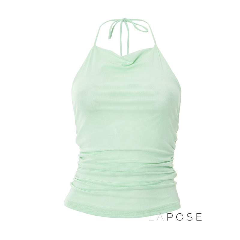 Abi Mesh Backless Halter Top [A62UID2T]