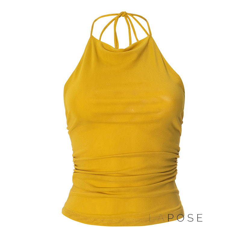 Abi Mesh Backless Halter Top [L2SSZ7OW]
