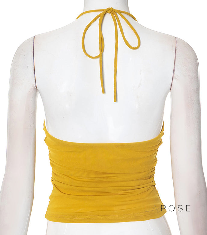 Abi Mesh Backless Halter Top [67XSIAOR]