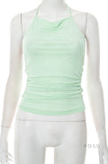 Abi Mesh Backless Halter Top [FRLXSE73]