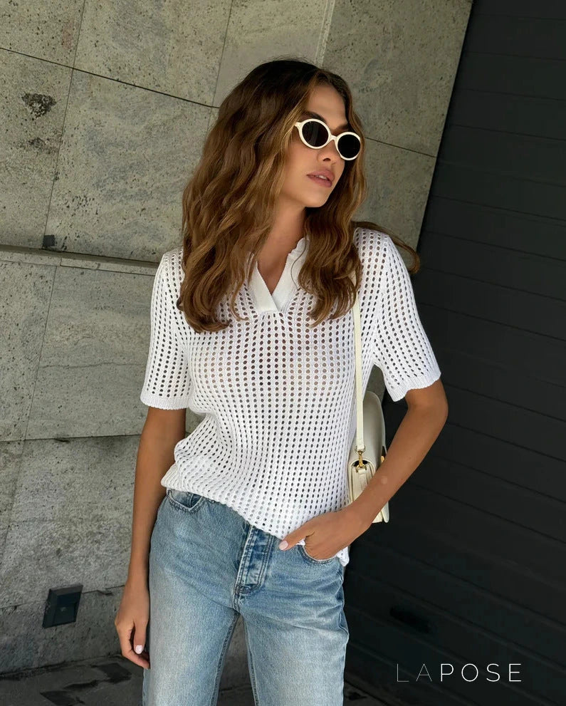 Abrar Hollow Knit Polo [RYI2O8XG]