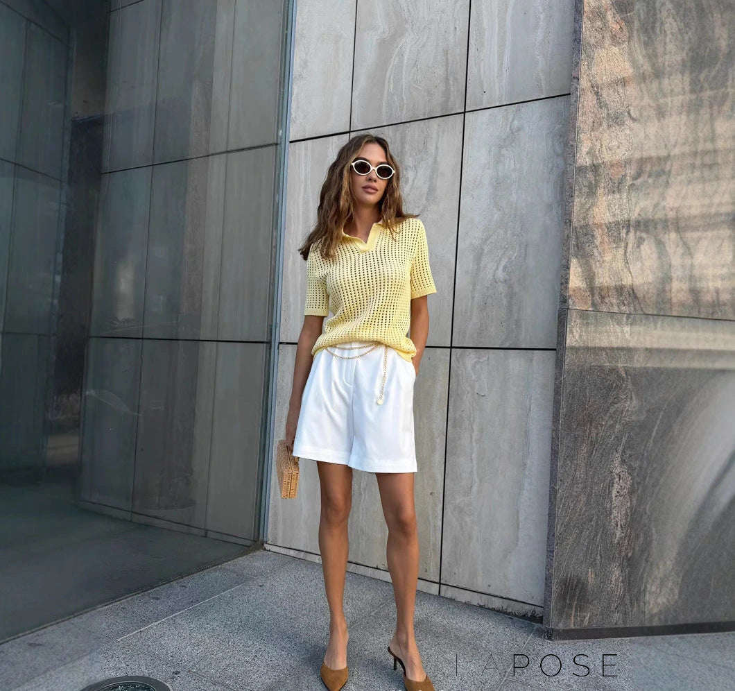 Abrar Hollow Knit Polo [D9XRRWPP]