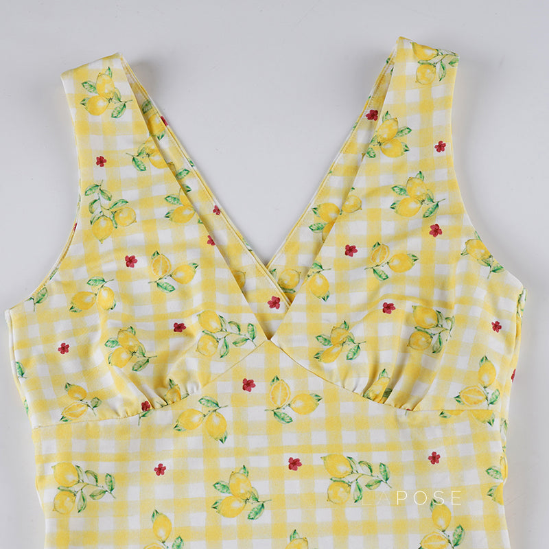 Ada Lemon Floral Maxi Dress