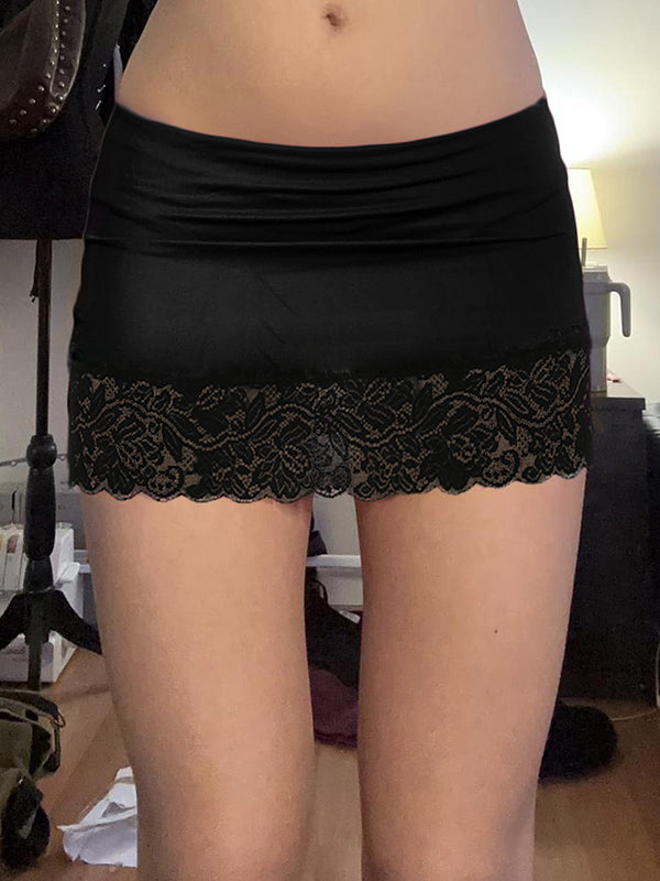 Adalae Bodycon Lace Mini Skirt [ZHN95ITC]