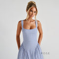 Adalae Plaid Backless Midi Dress [M36QDQUT]